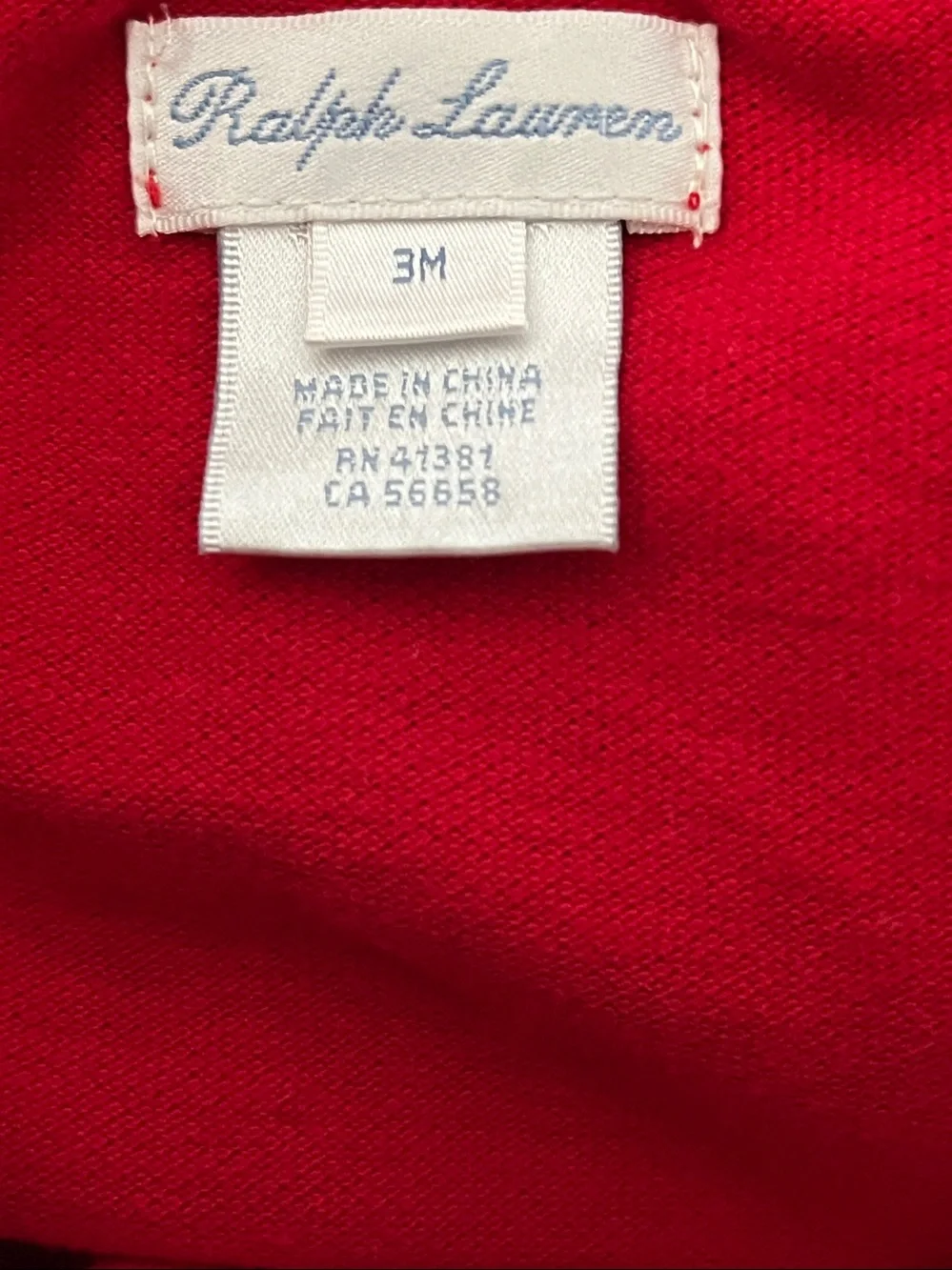 Ralph Lauren Red Polo Collar  Baby Onezie Bodysuit 100% Cotton 3 months